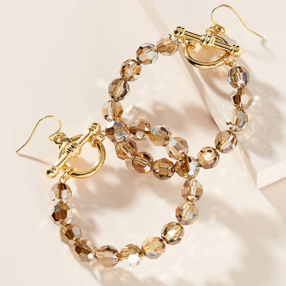Stunning Anthropologie crystal beaded hoop earrings